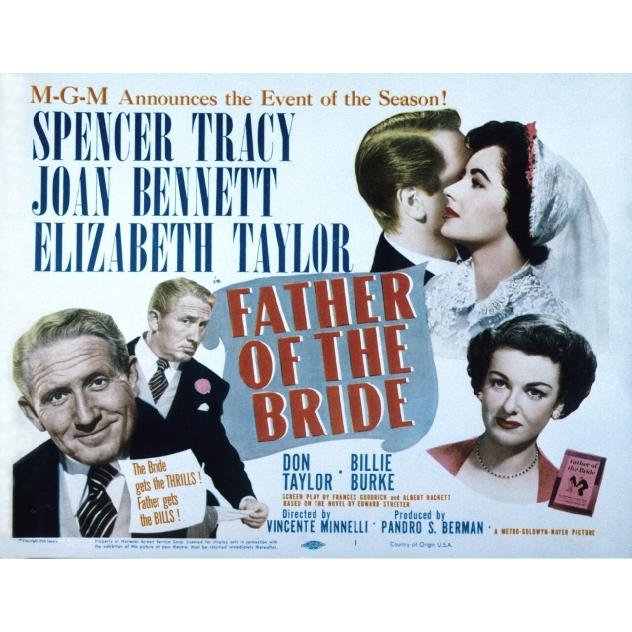 Posterazzi Father Of The Bride Spencer Tracy Elizabeth Taylor Joan Bennett 1950 Movie Poster Masterprint